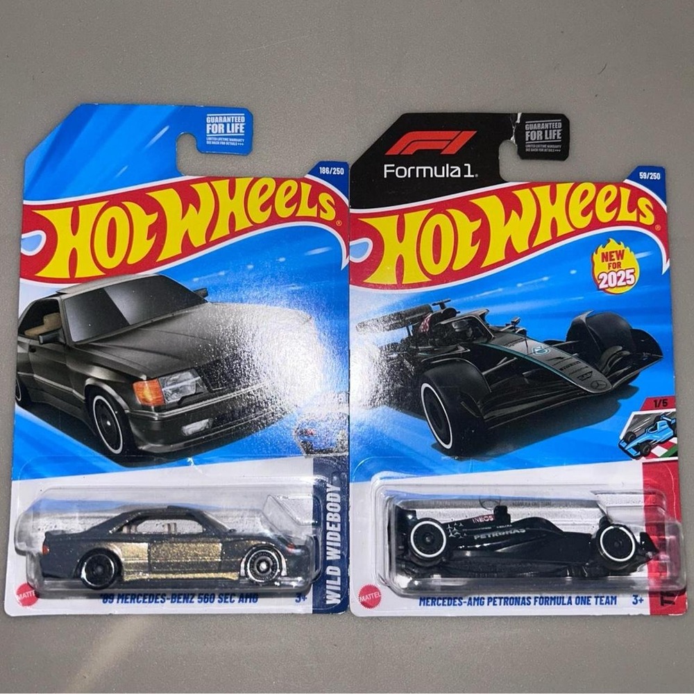 Hot Wheels Mercedes-Benz Formula 1 & 89' 560 AMG Diecast 2 Car Bundle